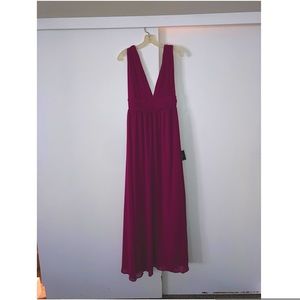 NWT Lulu’s prom dress in a magenta color with a low V neck in front and back.